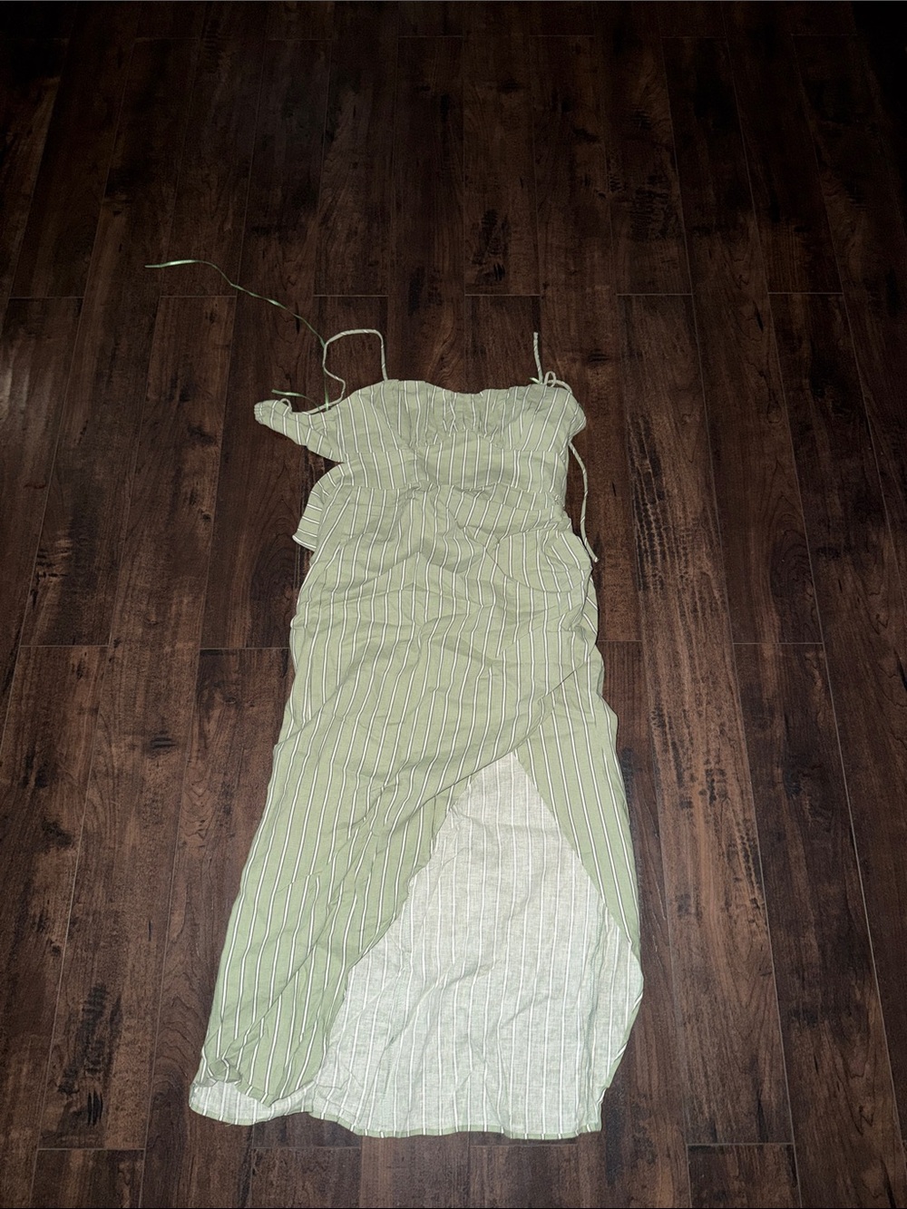 Zara Light Green Pinstripe Maxi Dress